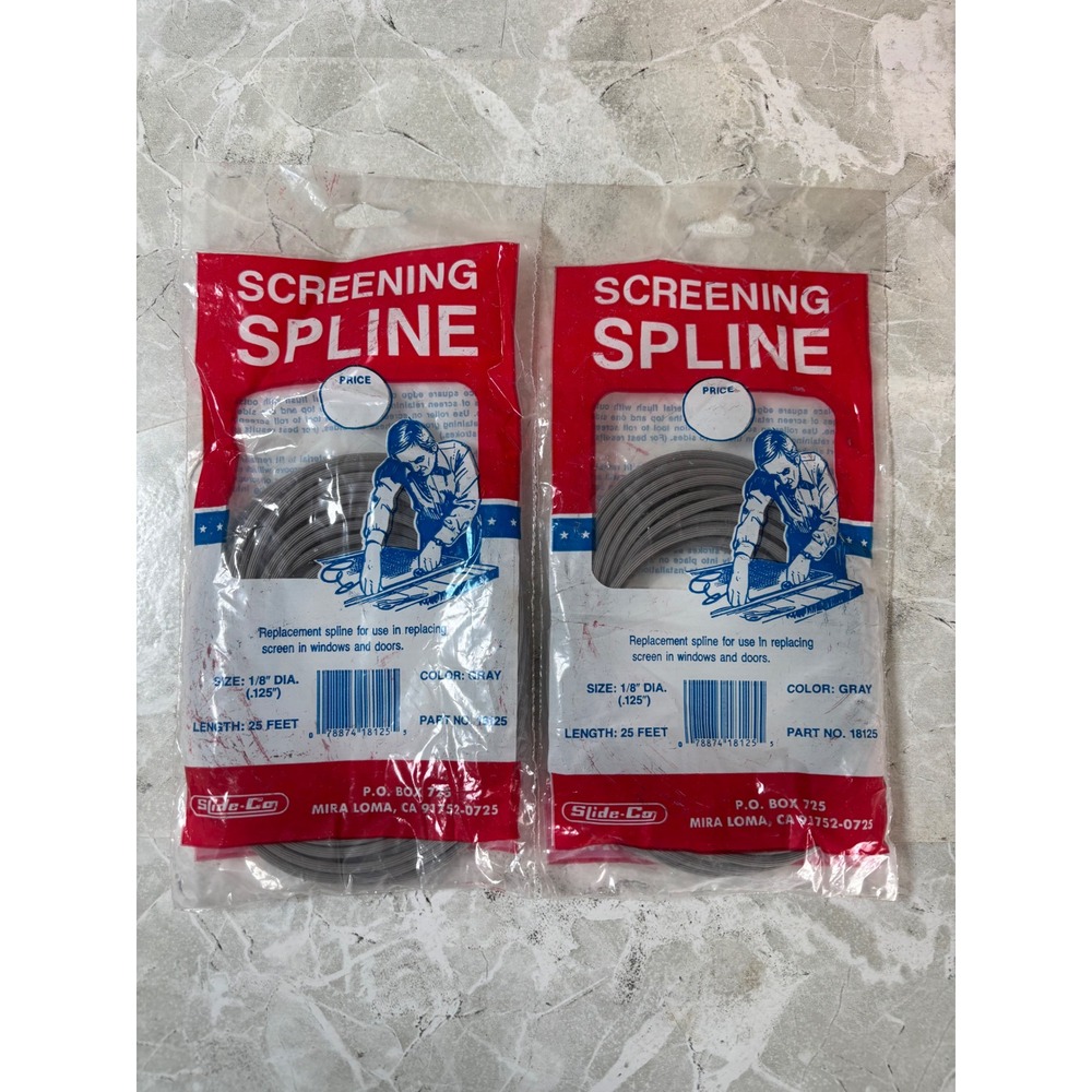 Slide-Co 18125 Gray Screening Spline 1/8 Inch Diameter 25 Feet 2 Pack Vintage